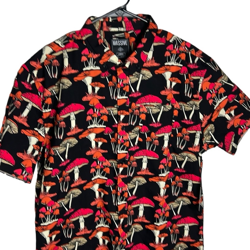 Mushroom All Over Print Cotton Button Up Shirt Men’s Size L New Without Tags